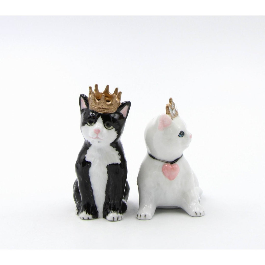 Ceramic King and Queen of Cats Salt and Pepper Shakers Gift for Cat Image 4