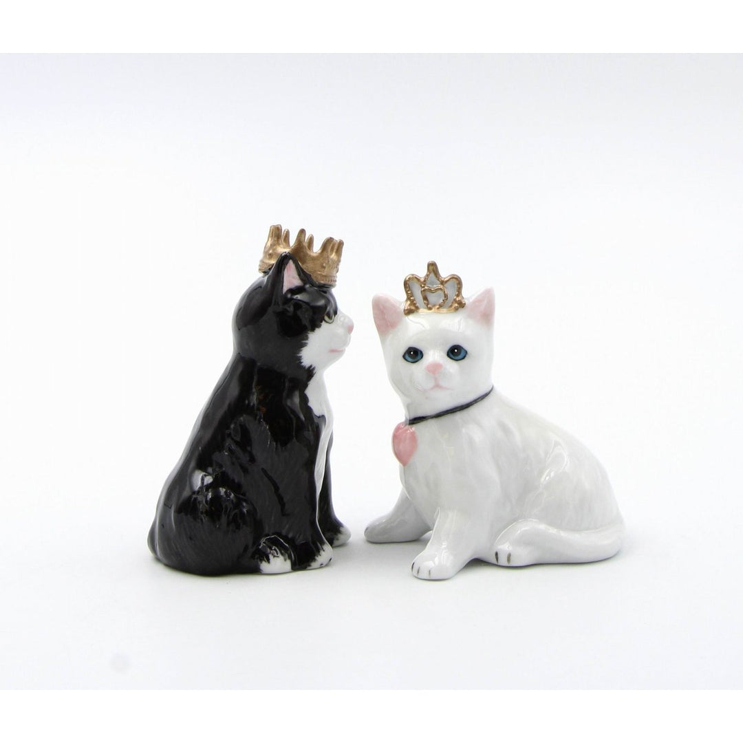 Ceramic King and Queen of Cats Salt and Pepper Shakers Gift for Cat Image 4