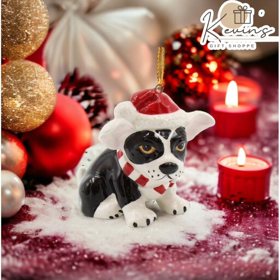 Ceramic Boston Terrier Christmas Ornament 2.5 Image 1