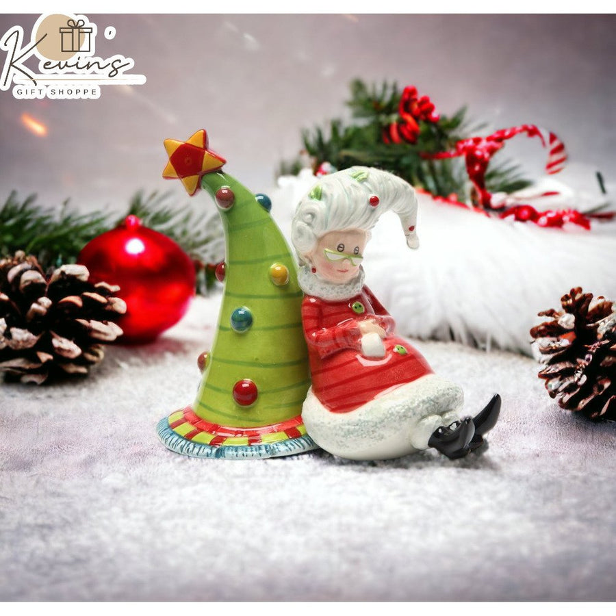 Ceramic  Mrs. Claus Waiting For Santa Salt and Pepper ShakersHome DcorKitchen Dcor Image 1