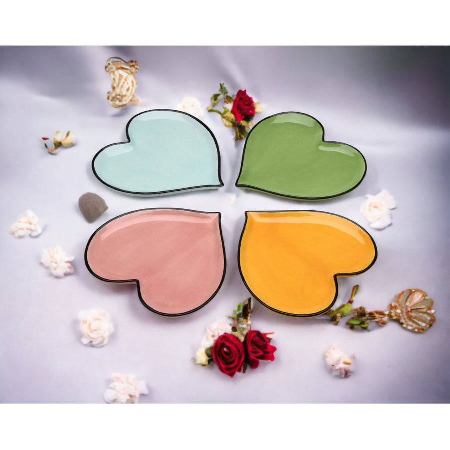 Ceramic Heart-Shaped Rainbow Plates Set 5.25 Inch Assorted Colors Image 1