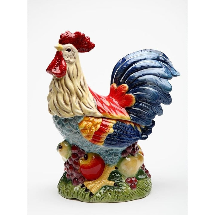 Ceramic Colorful Rooster Cookie Jar 10x6x12  Farmhouse Image 4