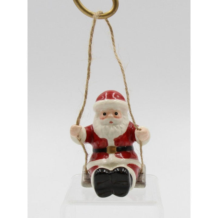 Ceramic Santa Claus Swing Tree Ornament 2.5 inches Holiday Gift Image 2