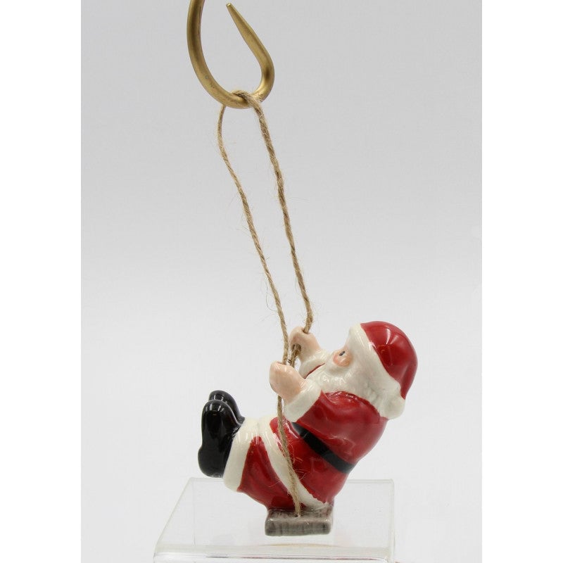 Ceramic Santa Claus Swing Tree Ornament 2.5 inches Holiday Gift Image 3