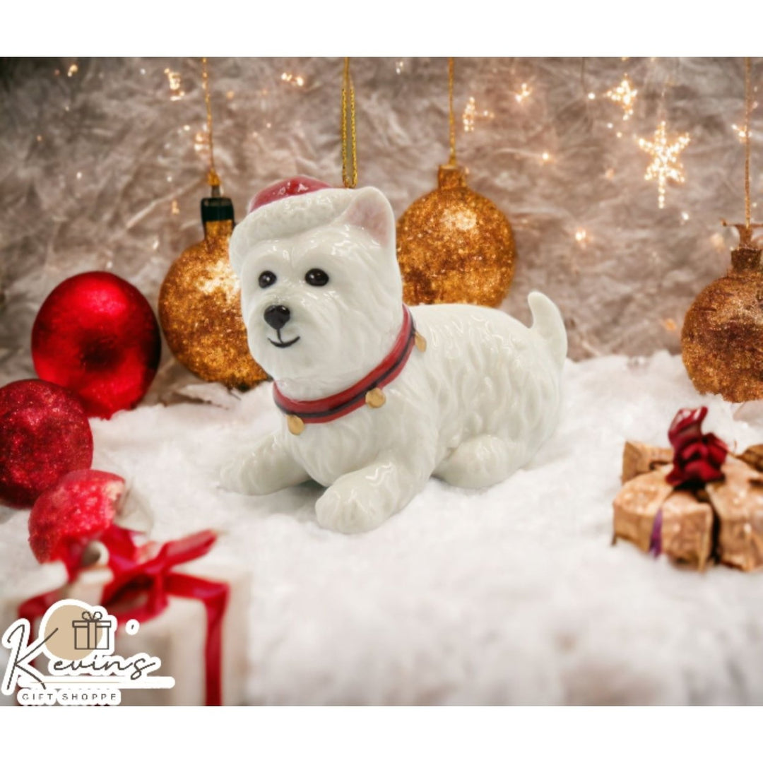 Westie Dog Christmas Tree Ornament Ceramic 3x2.5 Image 1