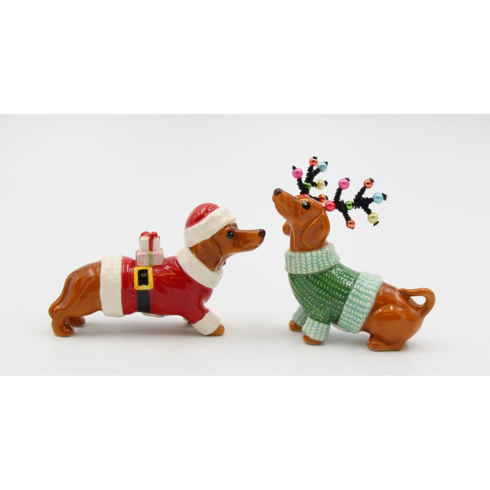 Ceramic Christmas Dachshund Weiner Dog Salt And Pepper ShakersHome DcorKitchen Dcor, Image 2