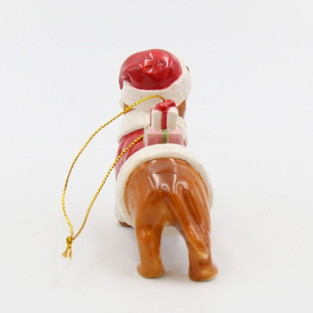 Ceramic Dachshund Santa Ornament 4.375in Gift for Dog Lovers Image 4