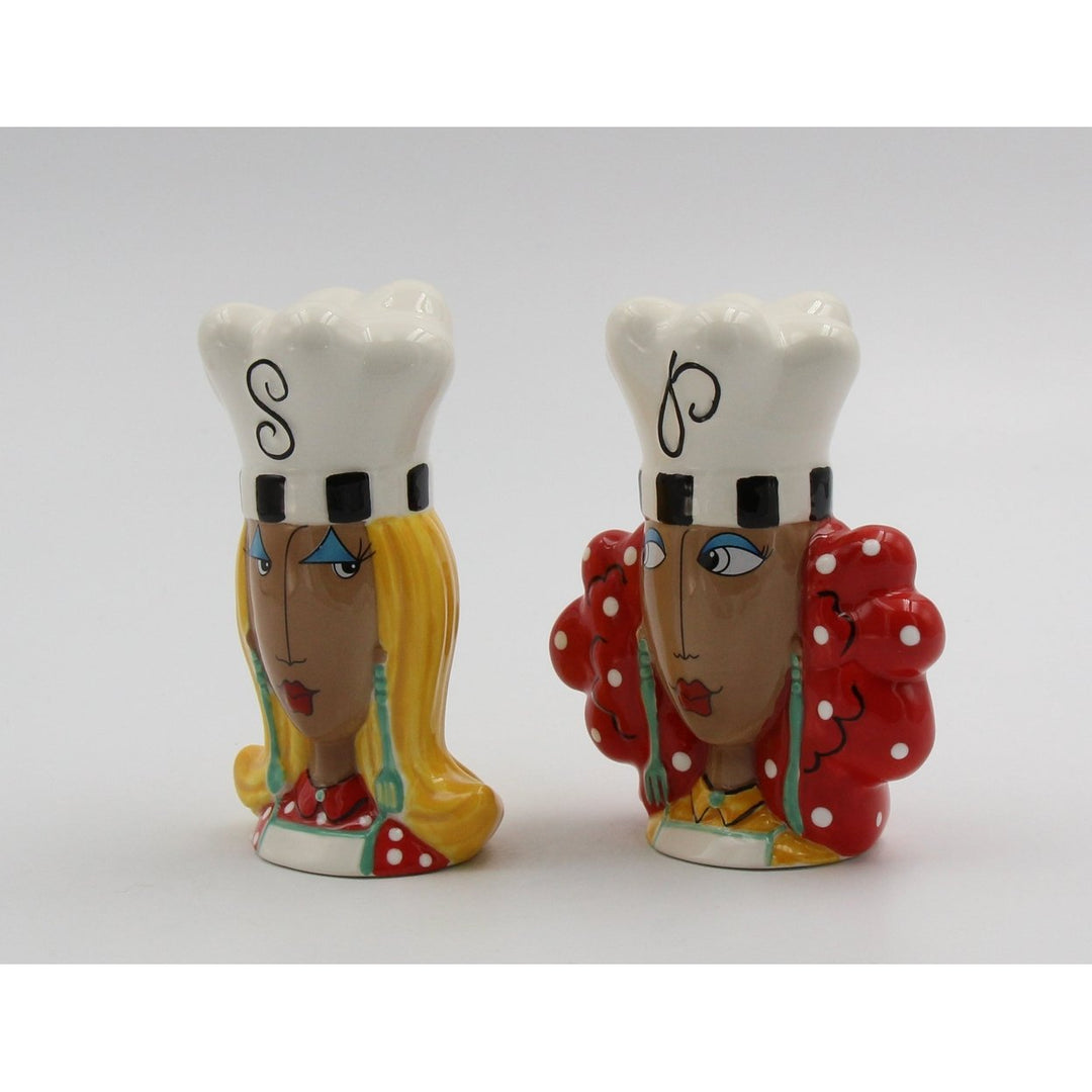 Ceramic African American Lady Chef Salt and Pepper Shakers Gift Image 3