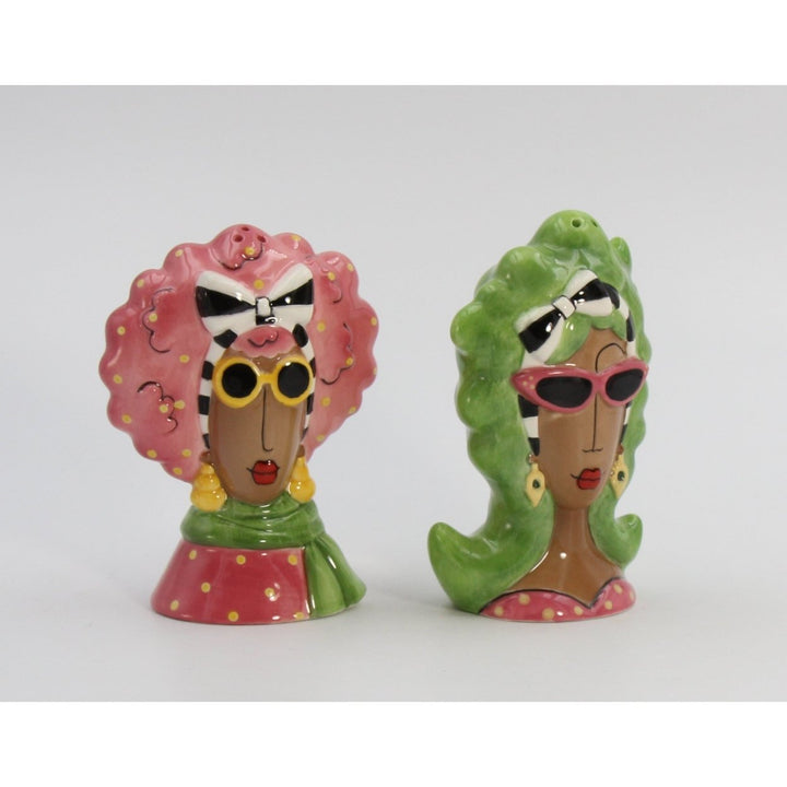 Ceramic African American Salt and Pepper Shakers Shades Gift Kitchen Image 3