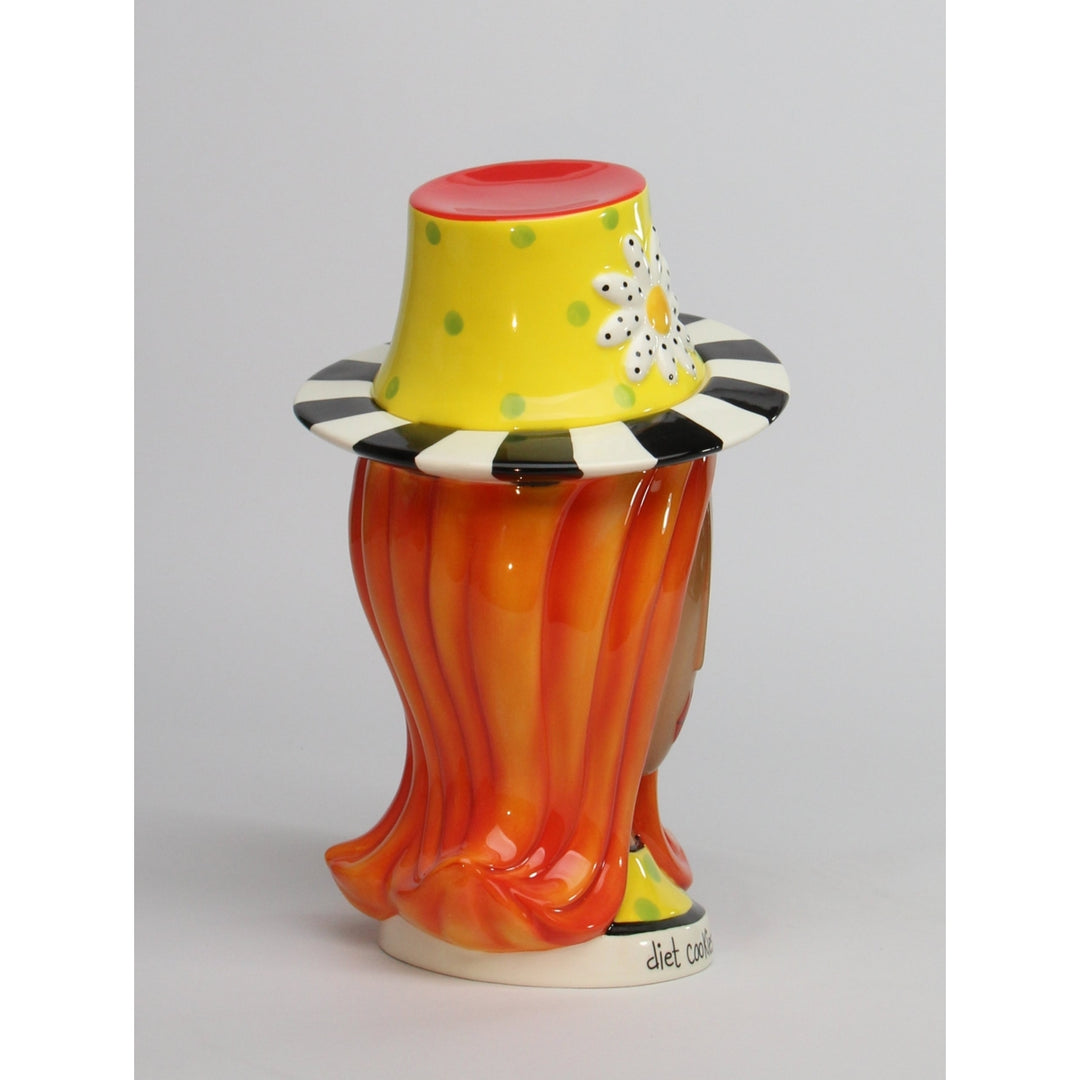 Ceramic African American Lady Cookie Jar 10.87in Daisy Flower Hat Image 6