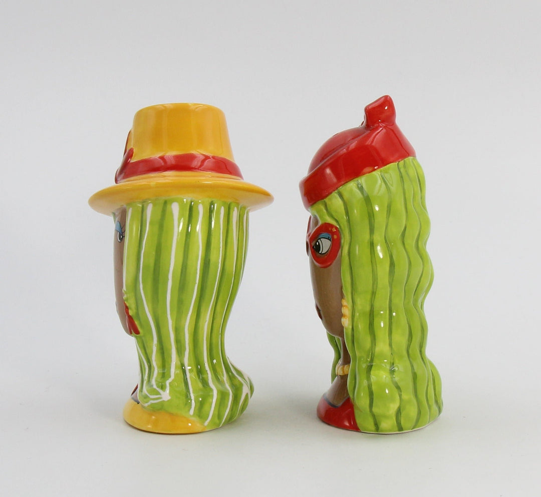 Ceramic African American Ladies Salt and Pepper Shakers Yellow Red Image 4