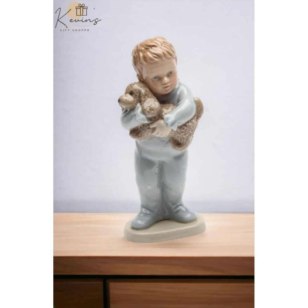 Ceramic Little Boy Puppy Dog Figurine 2 1/8" Gift for Dog Lovers Image 1