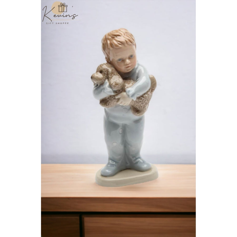 Ceramic Little Boy Holding Puppy Dog FigurineHome DcorKitchen Dcor, Image 1
