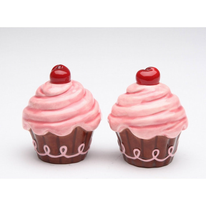 Ceramic Pink Cupcake Salt and Pepper Shakers 2.25 Inch Gift Image 4