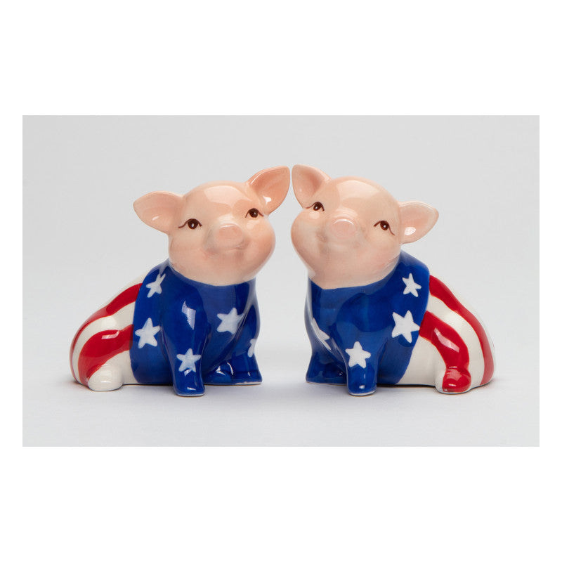 Ceramic American Flag Pig Salt And PepperIndependence Day or HimKitchen Dcor, Image 2