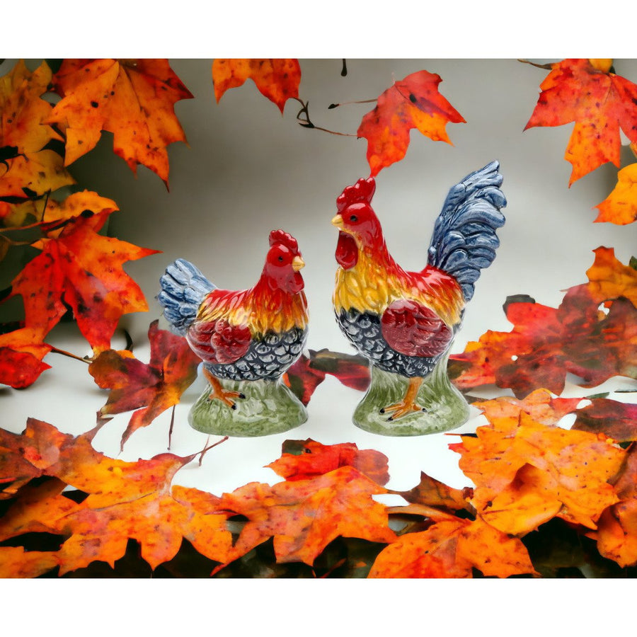 Ceramic Mini-size Rainbow Rooster Salt and Pepper ShakersHome DcorKitchen Dcor, Image 1
