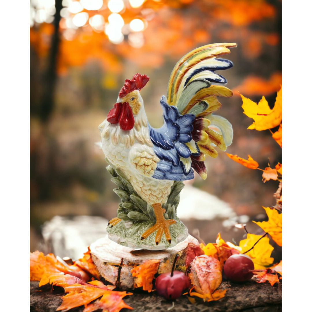 Hand Painted Ceramic Colorful Rooster Statue 11x6.5x15.75 Gift Image 1