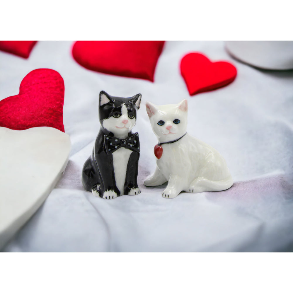 Ceramic Valentines Day Cat Couple Salt and Pepper Shakers for Image 2