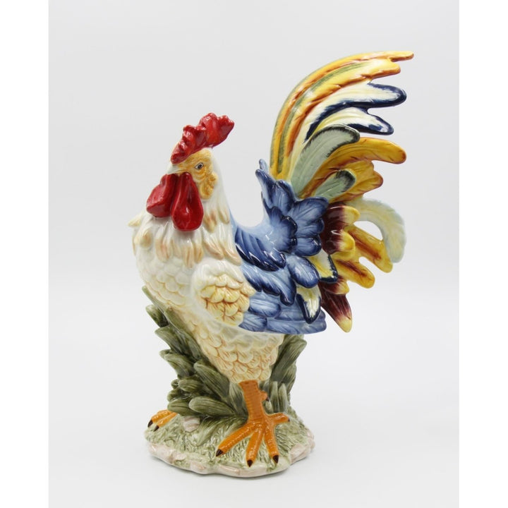 Hand Painted Ceramic Colorful Rooster Statue 11x6.5x15.75 Gift Image 3