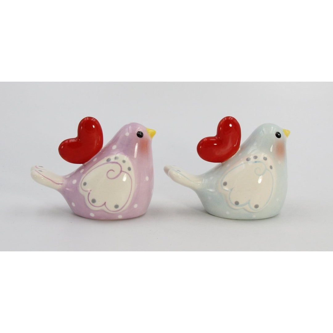 Ceramic Bird Salt and Pepper Shakers Heart Design 3.5 Inch Gift Image 4