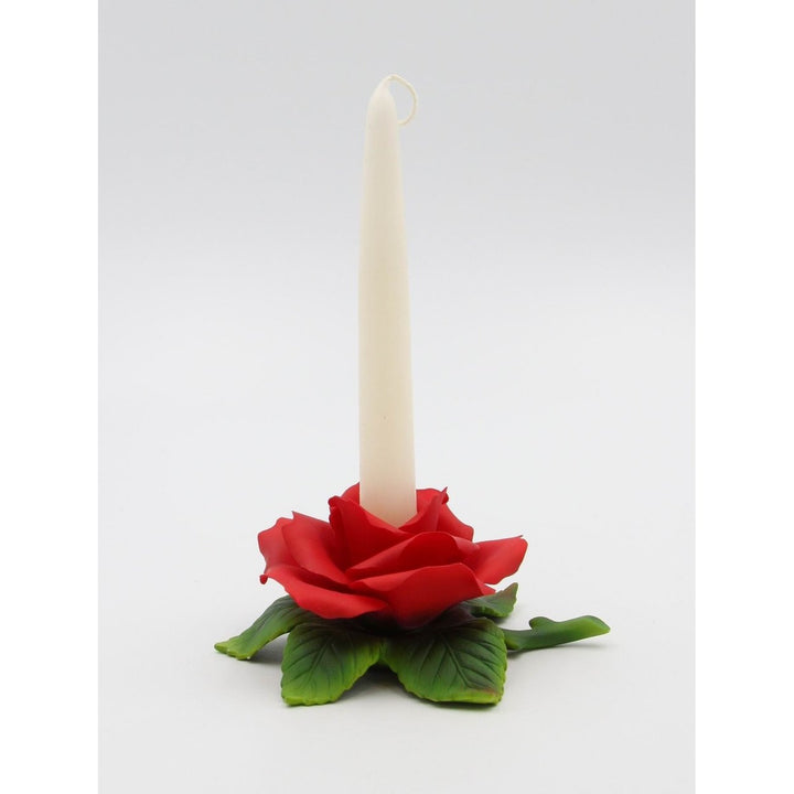 Handcrafted Ceramic Red Rose Candle Holder 5.75x4.625 Hand Decor Gift Decor Image 2