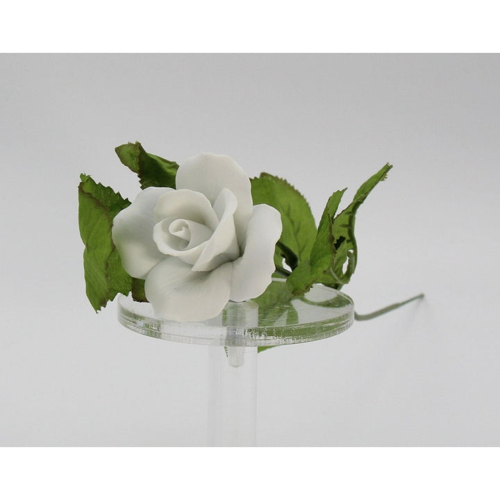 Handcrafted Ceramic White Rose Flower 13.5in Wedding Valentines Day Decor Gift Image 3