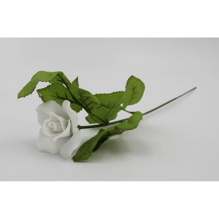 Handcrafted Ceramic White Rose Flower 13.5in Wedding Valentines Day Decor Gift Image 4