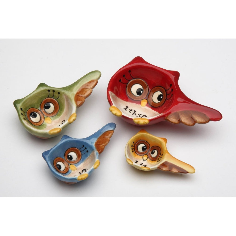 Ceramic Owl Measuring Spoons Set of 4 Home Image 2