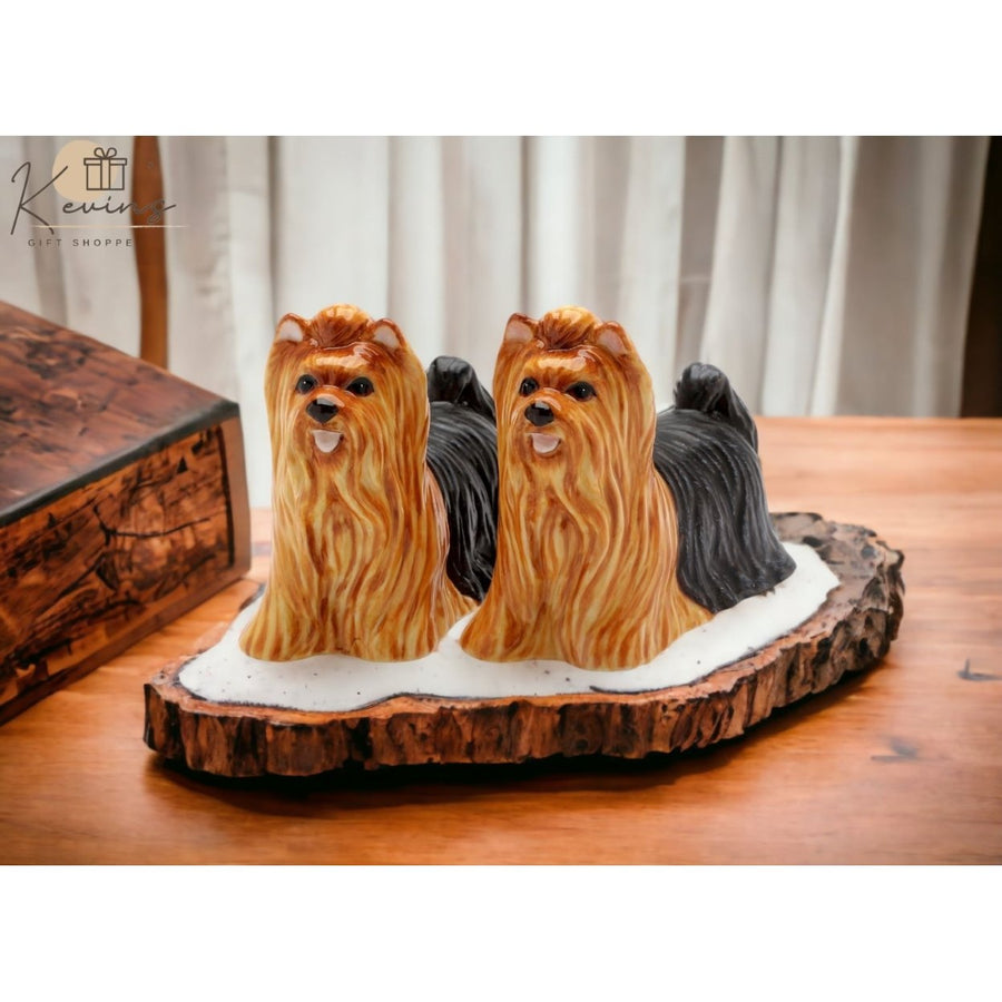 Ceramic Yorkshire Terrier Salt and Pepper Shakers Hand-Painted Gift Image 1