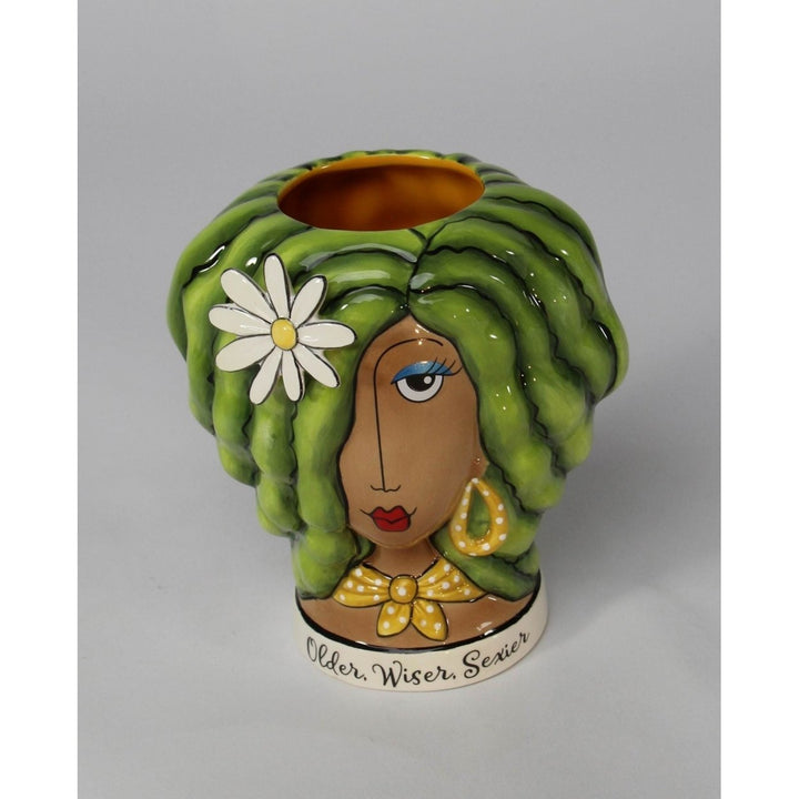 Kevins Gift Shoppe Ceramic Lady with Green Hair Makeup Brush or Pen Holder Image 4