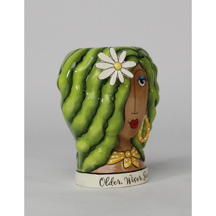 Kevins Gift Shoppe Ceramic Lady with Green Hair Makeup Brush or Pen Holder Image 4