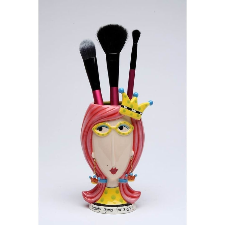 Ceramic Beauty Queen Vase Brush Holder 3.5in Image 4