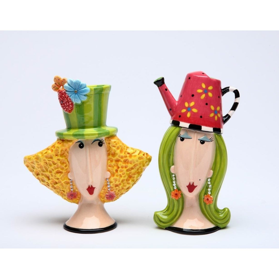 Ceramic Garden Ladies Salt and Pepper Shakers  or Friend Image 3