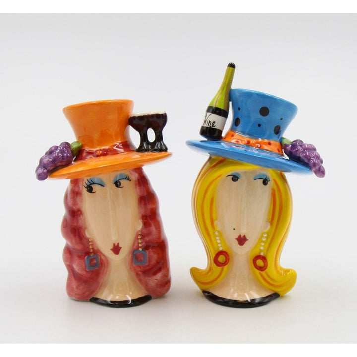 Ceramic Wine Loving Ladies Salt and Pepper Shakers Image 4