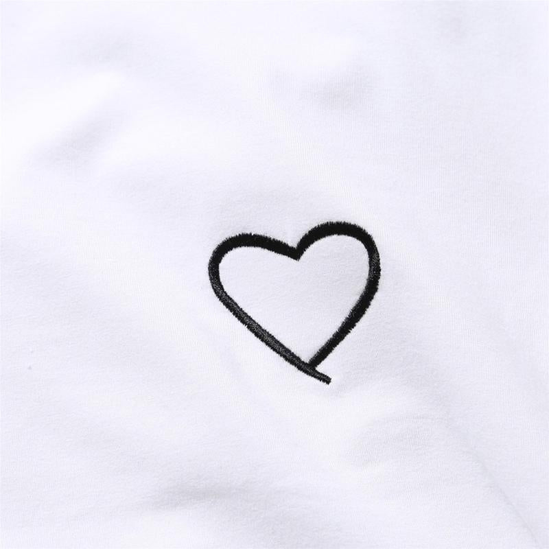 Womens Summer Tees Lovers Heart Embroidery Short Sleeve Harajuku T Shirt Tops Image 7