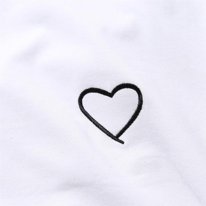 Womens Summer Tees Lovers Heart Embroidery Short Sleeve Harajuku T Shirt Tops Image 7