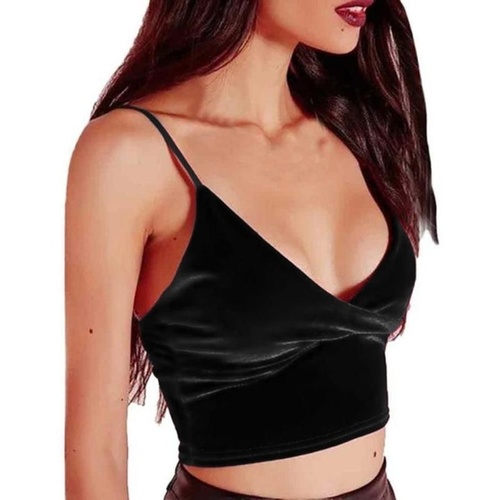 Wome Flannel Deep V Tighten Up Midriff Sexy Night Club Wear Halter Tops Image 6