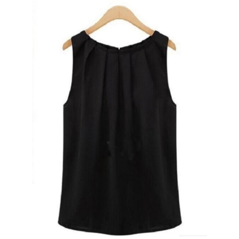 Sexy Fold Sleeveless Chiffon Blouses Casual Tops Women T- Shirt Image 2