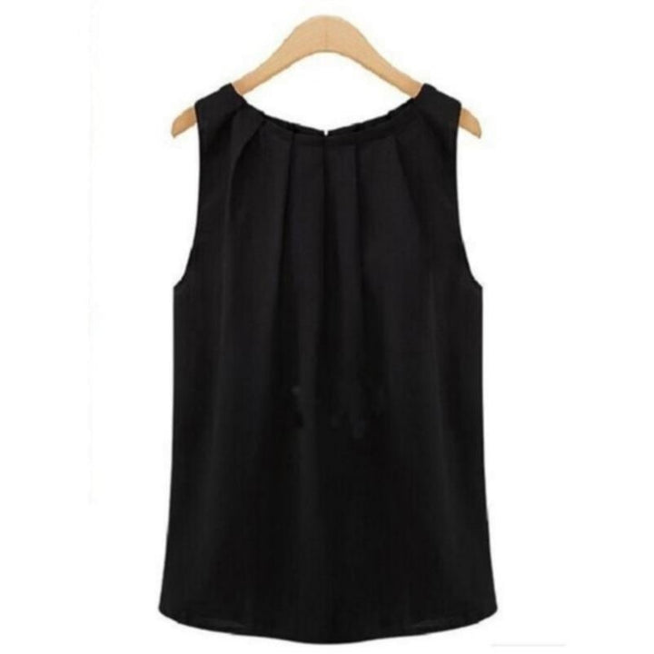 Sexy Fold Sleeveless Chiffon Blouses Casual Tops Women T- Shirt Image 1