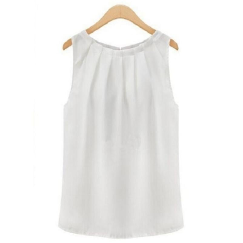 Sexy Fold Sleeveless Chiffon Blouses Casual Tops Women T- Shirt Image 3