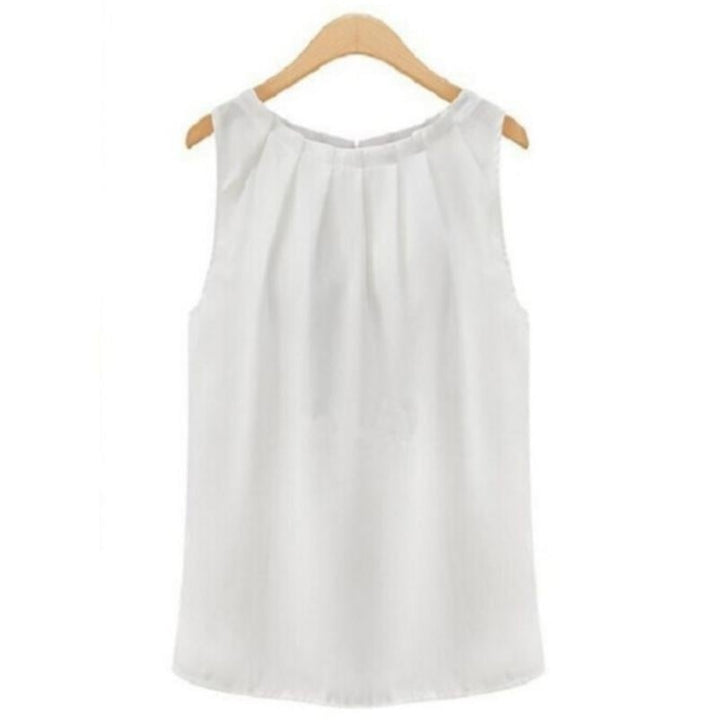 Sexy Fold Sleeveless Chiffon Blouses Casual Tops Women T- Shirt Image 3