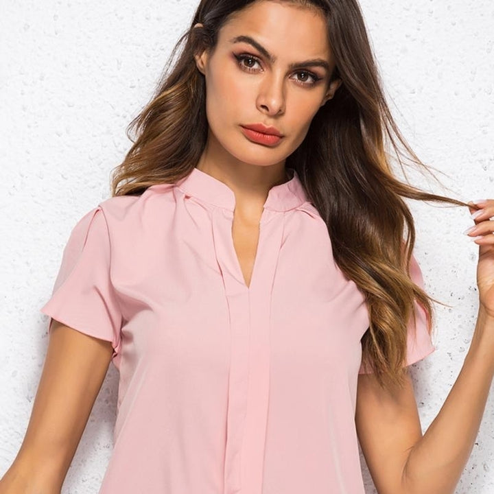 Women Summer Fashion Casual Short Sleeves Chiffon Shirt Blusas Femininas Tops Formal Office Blouse Image 11