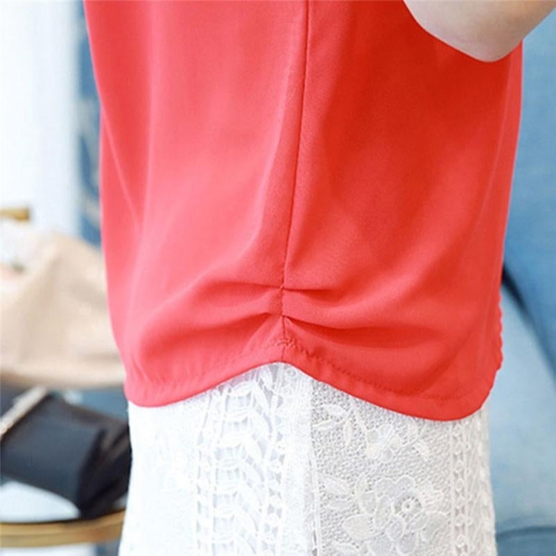 Womens Summer Chiffon Blouse Tops Short Sleeve Tops Ladies Office Blouses Image 9