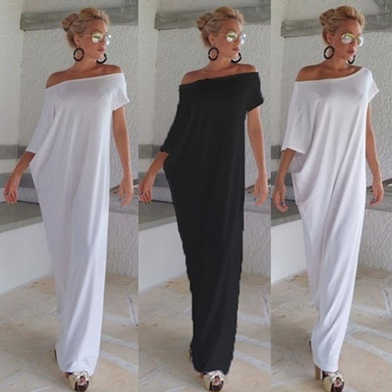 Fashion Sexy Backless Jumpsuit Strapless Bat Irregular Long Skirt Strapless Solid Color Skirt Image 1