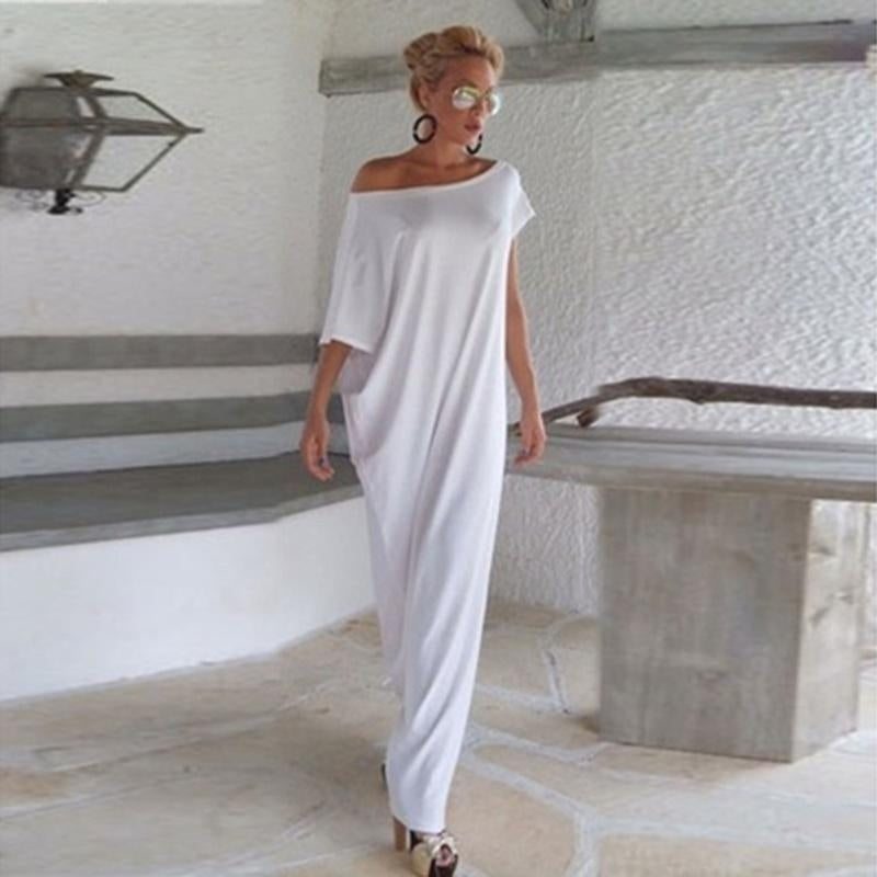 Fashion Sexy Backless Jumpsuit Strapless Bat Irregular Long Skirt Strapless Solid Color Skirt Image 2