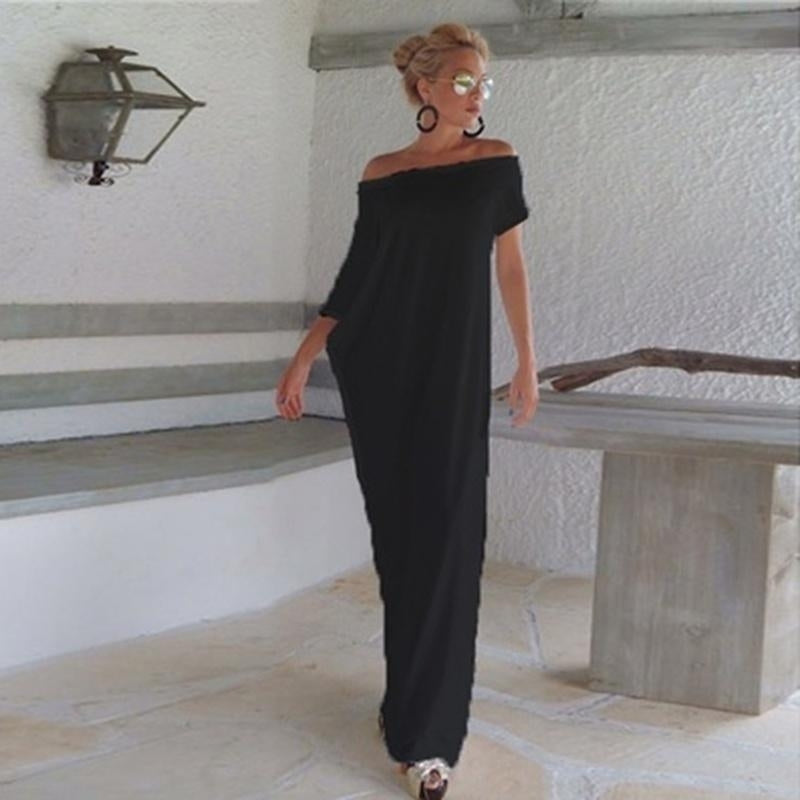 Fashion Sexy Backless Jumpsuit Strapless Bat Irregular Long Skirt Strapless Solid Color Skirt Image 3