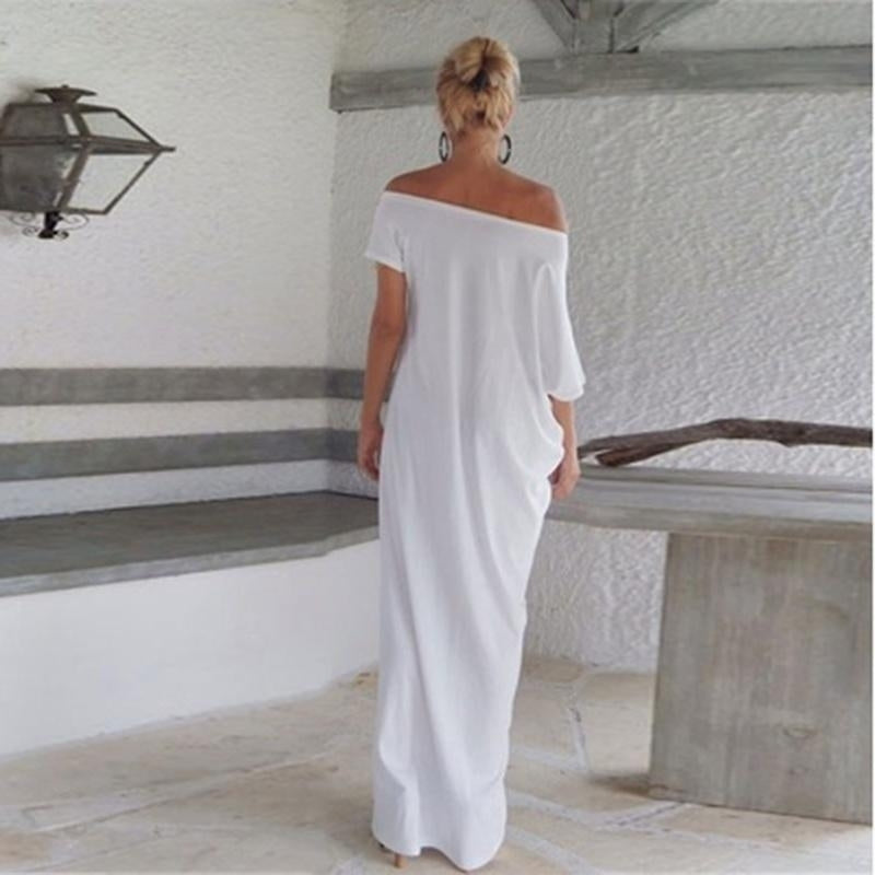 Fashion Sexy Backless Jumpsuit Strapless Bat Irregular Long Skirt Strapless Solid Color Skirt Image 4