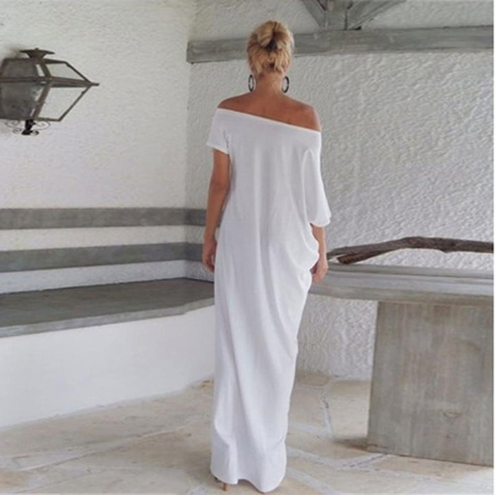 Fashion Sexy Backless Jumpsuit Strapless Bat Irregular Long Skirt Strapless Solid Color Skirt Image 4