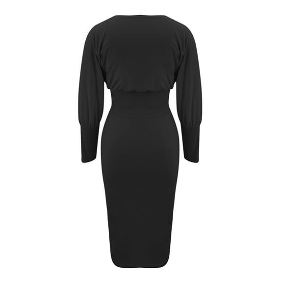 Autumn and Winter Fashion Women Ladies Long Sleeve Dress Casual Waist Dress Solid Color Hip Dresses Image 7