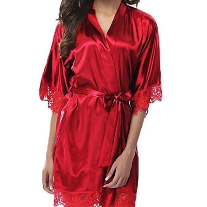 Ladies Summer Ice Silk Pajamas Nightdress Fashion Sexy Lace Pajamas Set Slim Pajamas Image 1